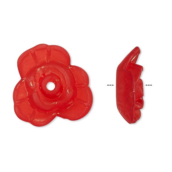 Component, acrylic, frosted red, 21x8mm flower. Sold per pkg of 50. image number 0