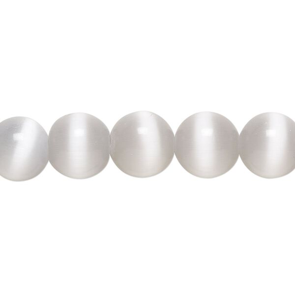 Bead, cat's eye glass (fiber optic glass), grey, 10mm round, quality grade. Sold per 15-1/2" to 16" strand. image number 0