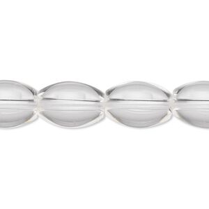 Quartz crystal 1pkg1, oval bead natural 8 inch 14x10mm