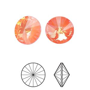 Chaton 2pk crystal ultra orange AB, Crystal Passions® 14mm rivoli 1122
