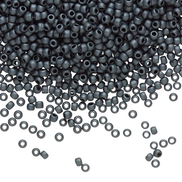 Seed bead, TOHO BEADS®, glass, pkg/7.5g, #11 round, opaque matte grey (TR-11-611). image number 0