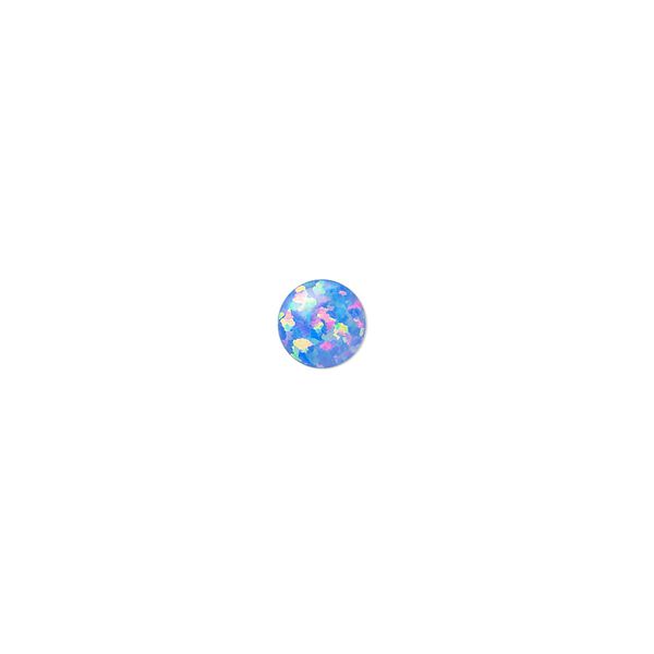 Cabochon, "opal" (silica and epoxy) (man-made), royal blue, 6mm calibrated round. Sold individually. image number 0
