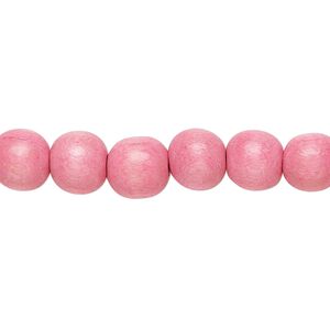 Bead, Taiwanese cheesewood (dyed / waxed), light pink, 7-8mm round. Sold per pkg of (2) 15-1/2" to 16" strands.