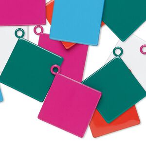 Drop mix, enameled steel, mixed colors, 21x21mm diamond. Sold per pkg of 12.