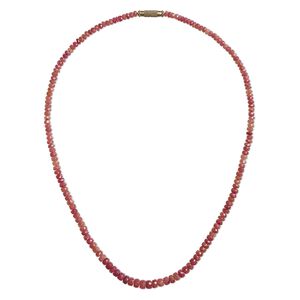 Ruby / "pewter" (zinc-based alloy) 1pkg1, gold-finished faceted rondelle necklace 15.5-16 inch / barrel clasp / 3x1mm-6x4mm