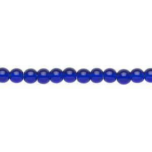 Bead, glass, cobalt blue, 4mm round. Sold per 36-inch strand.