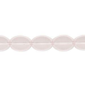 Bead, glass, transparent pink, 11x8mm-11x9mm flat oval. Sold per 15-inch strand, approximately 35 beads.