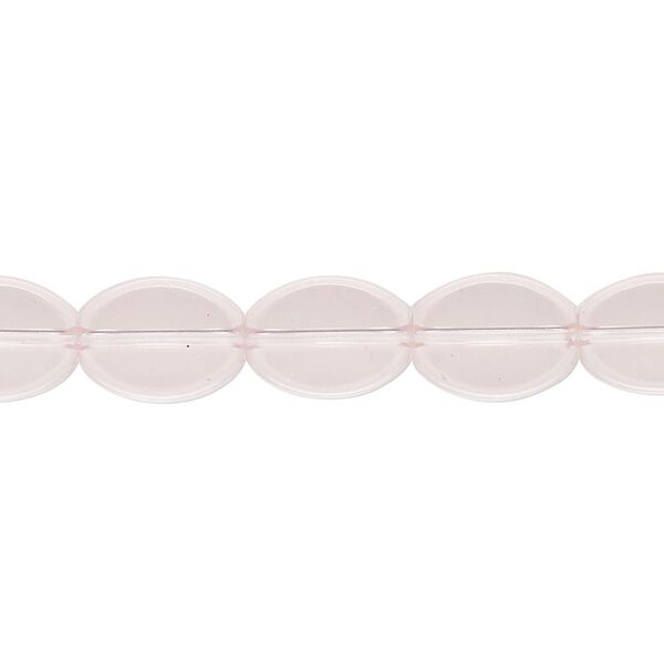 Bead, glass, transparent pink, 11x8mm-11x9mm flat oval. Sold per 15-inch strand, approximately 35 beads. image number 0