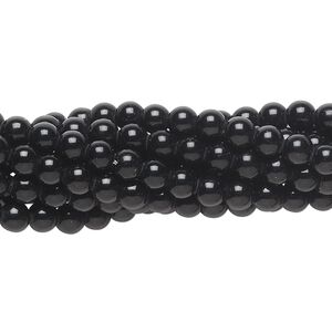 Black obsidian 1pkg10, round bead natural 15.5-16 inch 4mm