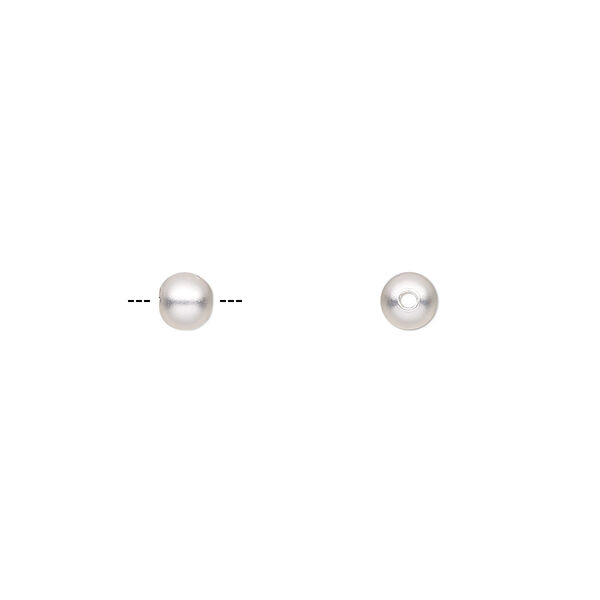 Bead, satin-finished silver-plated brass, 4mm round. Sold per pkg of 10. image number 0