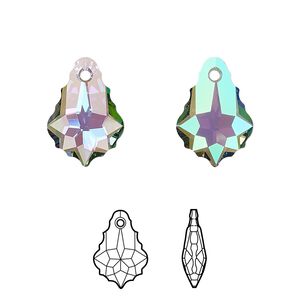 Drop 2pk crystal paradise shine, Crystal Passions® 16x11mm pendant baroque 6090