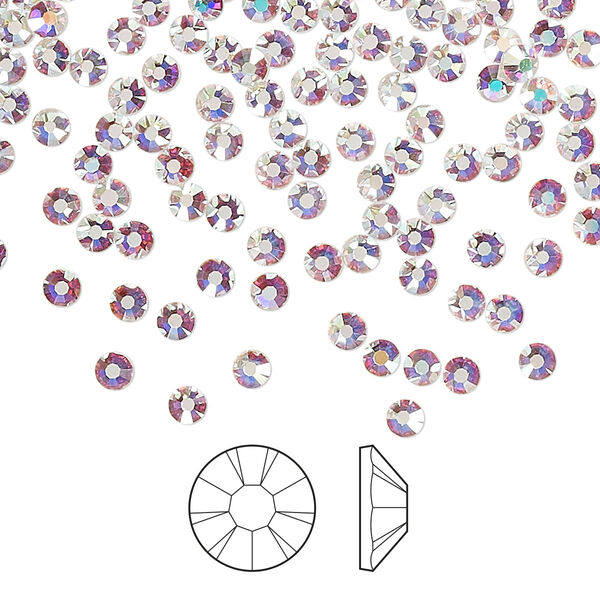 Flat back 144pk crystal AB foil back, Preciosa MAXIMA Czech crystal hotfix rhinestone 2.7-2.9mm chaton rose round SS10 image number 0