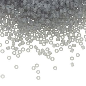 Seed bead, TOHO BEADS®, glass, pkg/50g, #11 round, translucent frosted light grey (TR-11-9F).