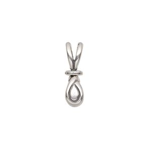 Bail, JBB Findings, ice-pick, antique silver-plated pewter (tin-based alloy), 19x5mm double-sided teardrop with swivel, 5mm grip length. Sold individually.