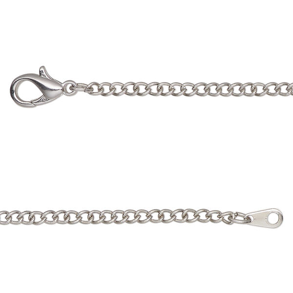 Chain, antique silver-finished brass, 2mm curb, 18 inches with lobster claw clasp. Sold individually. image number 0