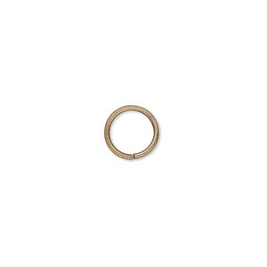 Jump ring, antique gold-plated brass, 9mm round, 7mm inside diameter, 18 gauge. Sold per pkg of 500.