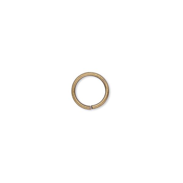Jump ring, antique gold-plated brass, 9mm round, 7mm inside diameter, 18 gauge. Sold per pkg of 500. image number 0