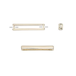 Bead, Delica®, bead frame, pewter, pkg/2, 19x3.5mm fits size 11/0 Delica seed beads setting rectangle, gold-plated (F0524/G).