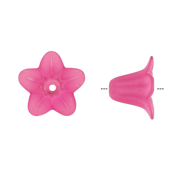 Component, acrylic, translucent frosted fuchsia, 17x12mm flower. Sold per pkg of 100. image number 0