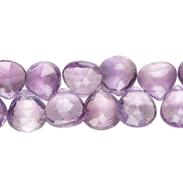 Amethyst 1pkg1, hand-cut top-drilled faceted puffed teardrop bead natural 8 inch 9-10mm image number 0