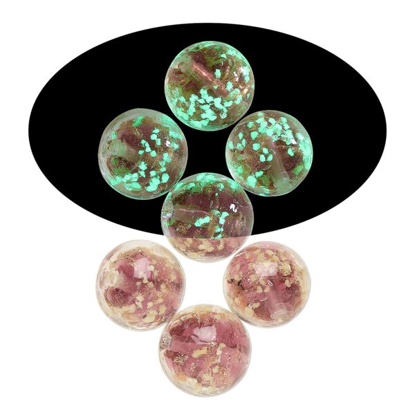 Bead, lampworked glass, clear / purple / glow-in-the-dark / gold, 14mm round. Sold per pkg of 4. image number 0