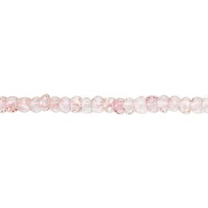 Quartz crystal 1pkg1, hand-cut micro-faceted rondelle bead 13 inch 3x2mm-5x4mm