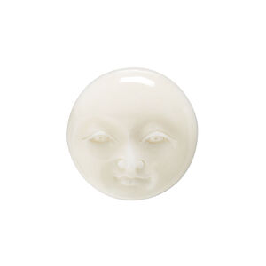 Embellishment, bone (bleached), white, 20-22mm hand-carved single-sided undrilled moon face, Mohs hardness 2-1/2. Sold per pkg of 1.