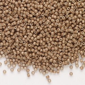 Seed bead, Delica®, glass, pkg/250g, #11 round, opaque matte galvanized champagne (DB-1162).