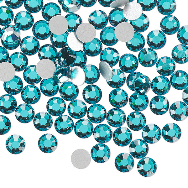 Flat back, Dance With Me™ crystal rhinestone, blue zircon, foil back, 4.6-4.8mm rose, SS20. Sold per pkg of 144 (1 gross). image number 0