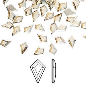Flat back 288pk crystal golden shadow foil back, Swarovski® 6.4x4.2mm kite 2771