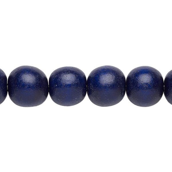 Bead 1pkg1, Taiwanese cheesewood (dyed / waxed), navy blue, 9-10 round, 15-1/2 to 16 inches. image number 0