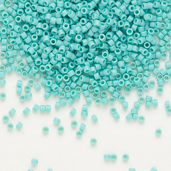 Seed bead, Delica®, glass, pkg/250g, #11 round, opaque matte rainbow turquoise (DB-0878). image number 0