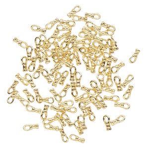 Crimp end 1pkg100 gold-plated, 4x2mm tube / loop / 1mm inside diameter, brass