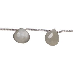Grey moonstone 1pkg9, hand-cut top-drilled faceted puffed teardrop bead natural 7-10mm