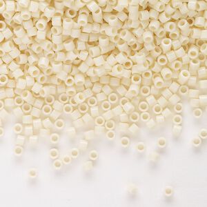 Seed bead, Delica®, glass, pkg/50g, #10 round, opaque ivory (DBM-0732).