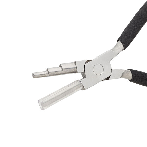 Pliers, wire-wrapping, stainless steel and PVC plastic, black, 6 inches. Sold individually. image number 1