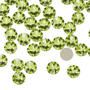Flat back 144pk citrus green foil back, Crystal Passions® 6.32-6.5mm round SS30 2088