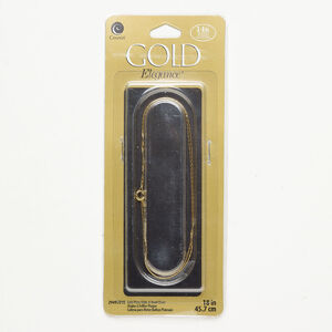 Chain 1pkg1 gold-plated slide-a-bead, 0.8mm / springring clasp, copper / brass 18 inch