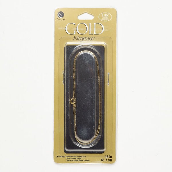 Chain 1pkg1 gold-plated slide-a-bead, 0.8mm / springring clasp, copper / brass 18 inch image number 0