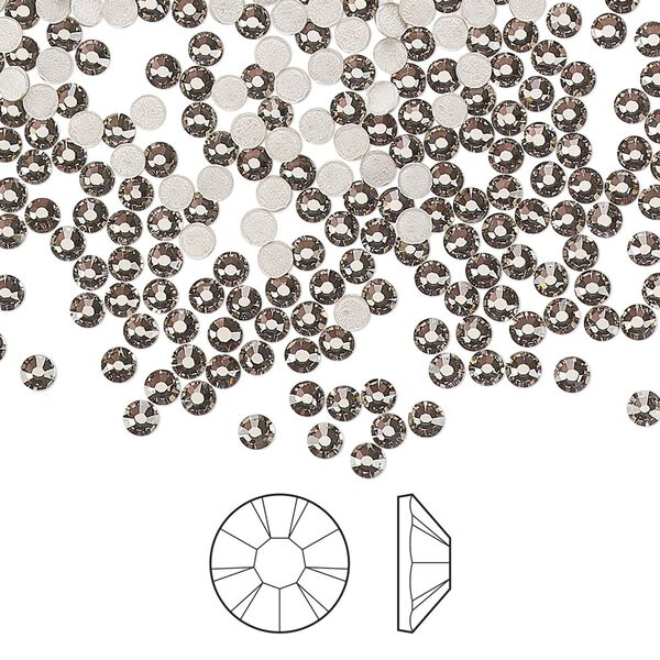 Flat back 1440pk black diamond foil back, Preciosa MAXIMA Czech crystal hotfix rhinestone 2.3-2.5mm chaton rose round SS8 image number 0