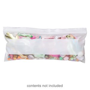 Bag, Tite-Lip™, plastic, clear and white, 8x3-inch side zip with block. Sold per pkg of 100.