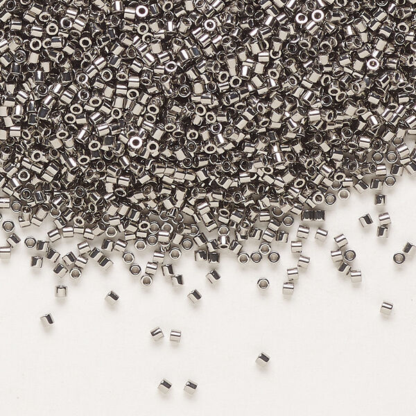 Seed bead, Delica®, glass, pkg/7.5g, #15 round, opaque nickel-plated (DBS-0021). image number 0