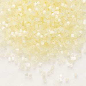 Seed bead, Delica®, glass, pkg/7.5g, #11 round, opaque silk glass enamel lemon ice (DB-0823).