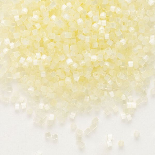 Seed bead, Delica®, glass, pkg/7.5g, #11 round, opaque silk glass enamel lemon ice (DB-0823). image number 0