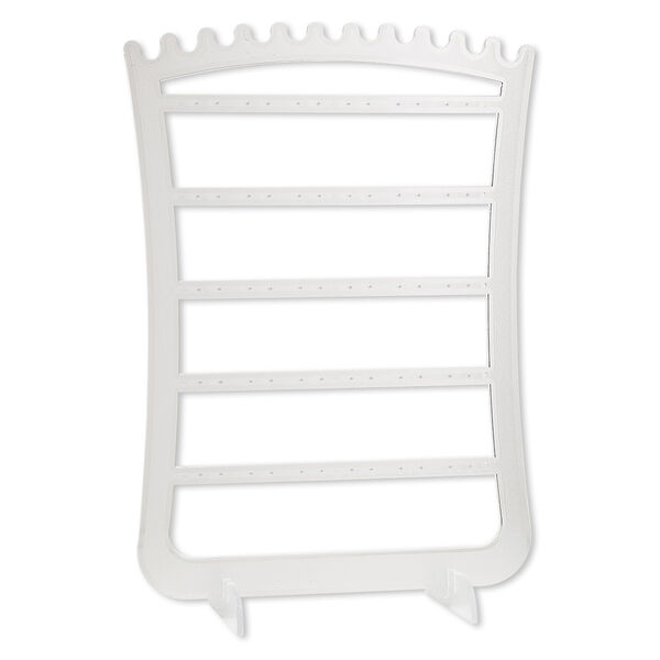 Display, earring and chain, acrylic, frosted clear, 11-3/4 x 8 x 3-1/2 inches. Sold per pkg of 3. image number 0