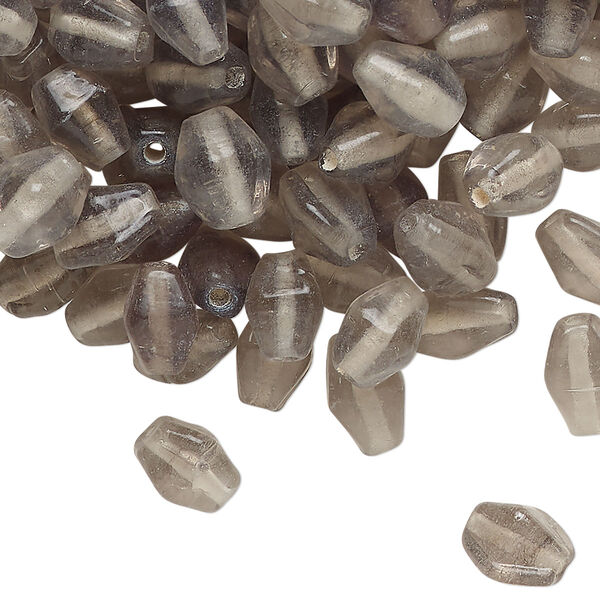 Bead 1pkg1 lampworked glass, 8x5mm-9x6mm double cone, 2 ounce translucent grey image number 0