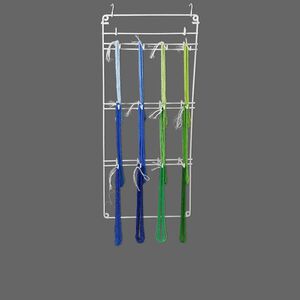 Wall display, painted steel, white, 26 x 11 x 4-1/2 inches with mounts and top hooks. Sold per pkg of 5.