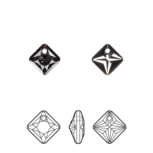 Drop 4pk crystal silver night, Crystal Passions® 9mm pendant princess cut 6431 image number 0