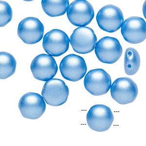 Bead, Preciosa Candy™, Czech pressed glass, opaque blue pastel pearl, 8mm candy with (2) 0.8-0.9mm holes. Sold per pkg of 20.