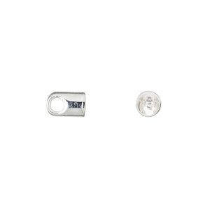 Cord end, glue-in, silver-plated brass, 8x5mm with 4mm inside diameter. Sold per pkg of 100.